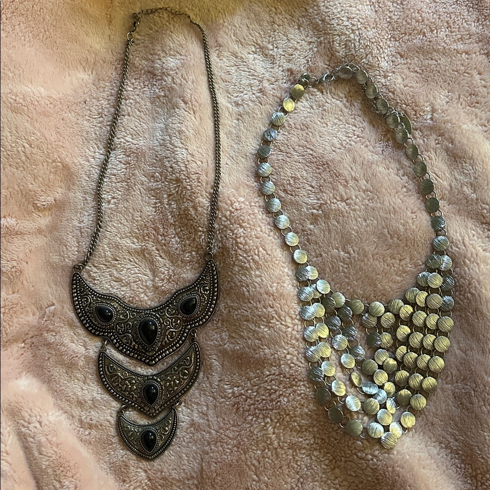 Silver and Black Statement Necklaces